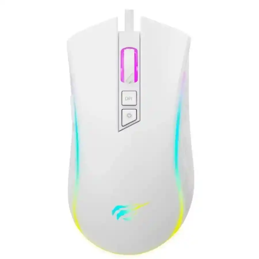 Combo Mouse Gamer Havit Ms1034 White + Sujetador De Cable Vsg White