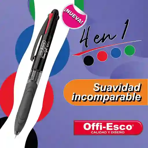 Esfero Semi Gel 0.7 De 4 Minas ( Negro, Rojo, Azul, Verde ) Oe-016f