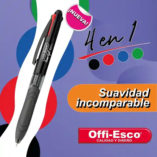 Esfero Semi Gel 0.7 De 4 Minas ( Negro, Rojo, Azul, Verde ) Oe-016f