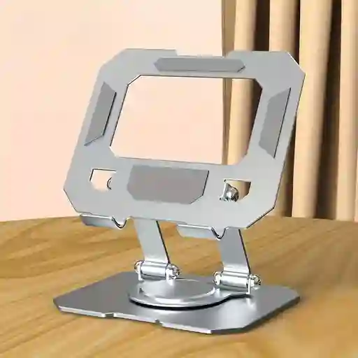 Soporte De Tableta De Aleación De Aluminio Ajustable Y Rotativo - Soporte De Escritorio Plegable, Rotación De 360°, Compatible Con Ordenadores Portátiles Y Tabletas