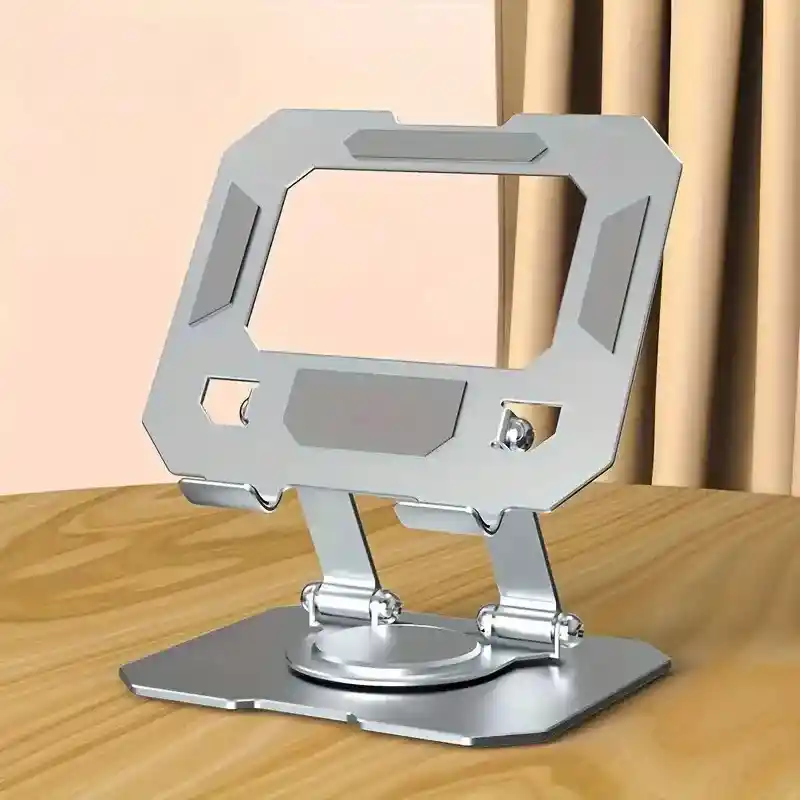 Soporte De Tableta De Aleación De Aluminio Ajustable Y Rotativo - Soporte De Escritorio Plegable, Rotación De 360°, Compatible Con Ordenadores Portátiles Y Tabletas