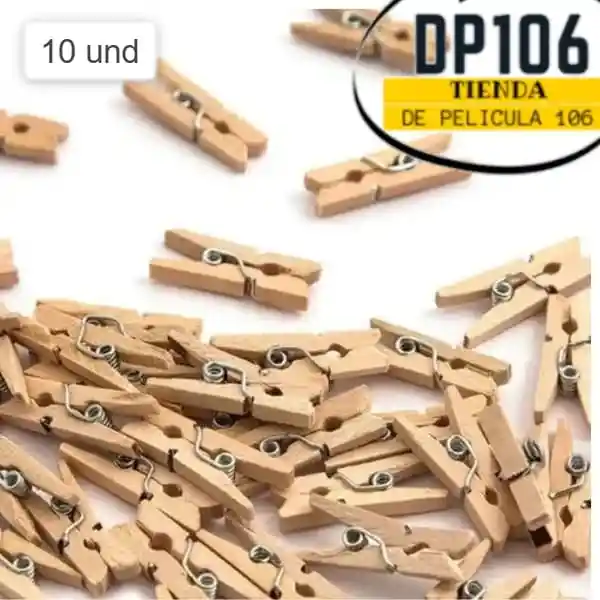 Gancho De Madera Tipo Cocodrilo X 10 Und