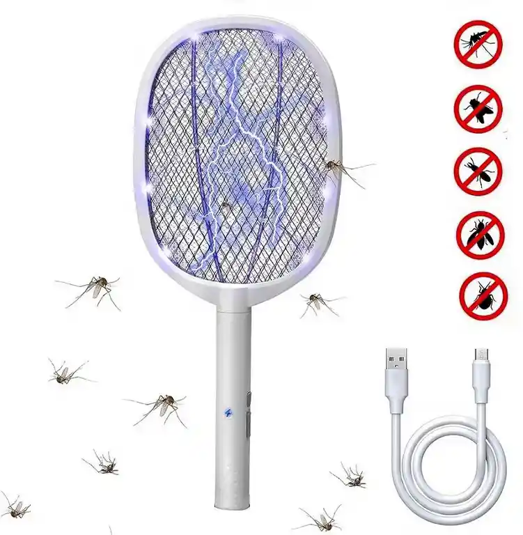 Raqueta Matamosquitos Recargable Luz Uv