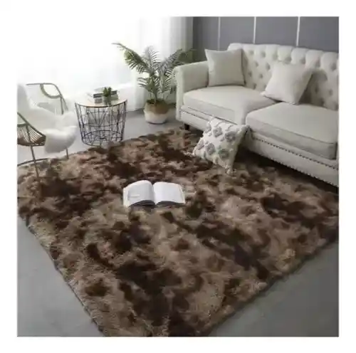 Tapete Alfombra Antideslizante Peluda 1.5 X 2 Metros Decorativo Cafe Mix Colors Innovo