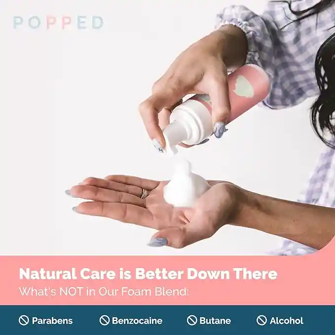 Popped Espuma De Hamamelis Con Aloe | Espuma Curativa Perineal Para El Cuidado Posparto | Alivia El Dolor, Las Hemorroides Y La Hinchazón Después Del Nacimiento | Esencial Posparto (5 Onzas Líquidas)