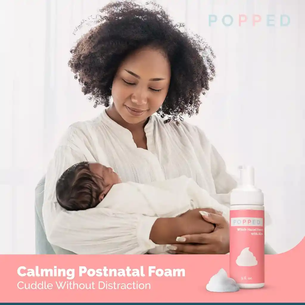 Popped Espuma De Hamamelis Con Aloe | Espuma Curativa Perineal Para El Cuidado Posparto | Alivia El Dolor, Las Hemorroides Y La Hinchazón Después Del Nacimiento | Esencial Posparto (5 Onzas Líquidas)