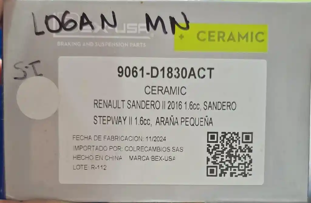 Pastillas De Freno Logan Modelo Nuevo 2016