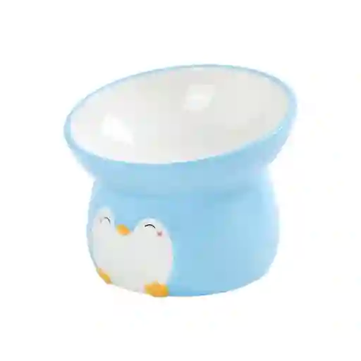 Comedero Ceramoco Para Perro O Gato Pinguino Azul