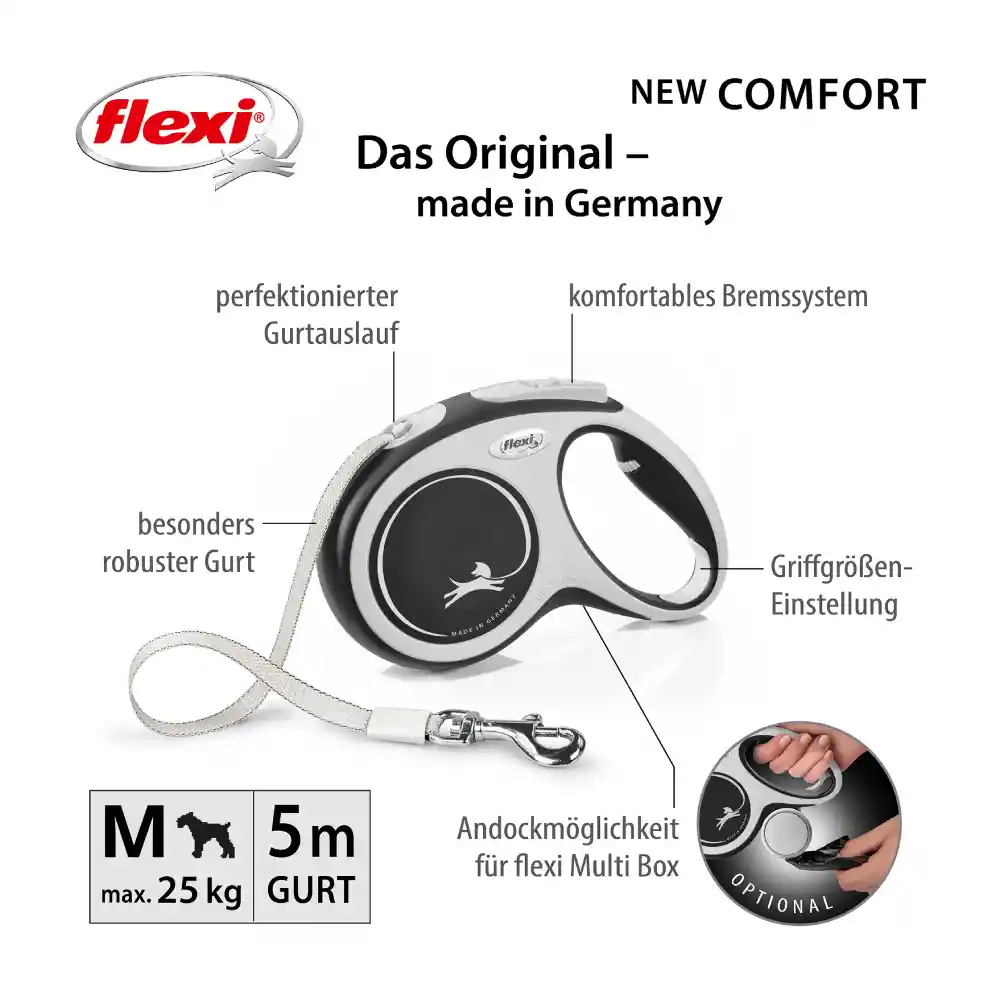 Correa Para Perro Flexi New Comfort Cinta Negro - M