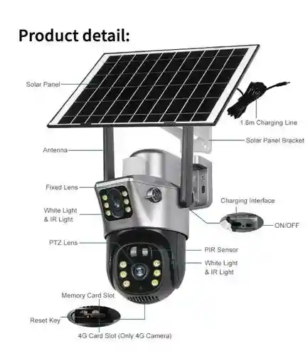 Camara Wifi Solar Exterior/ Con Batería Solar 4k/camara Wifi/ Lente Dual