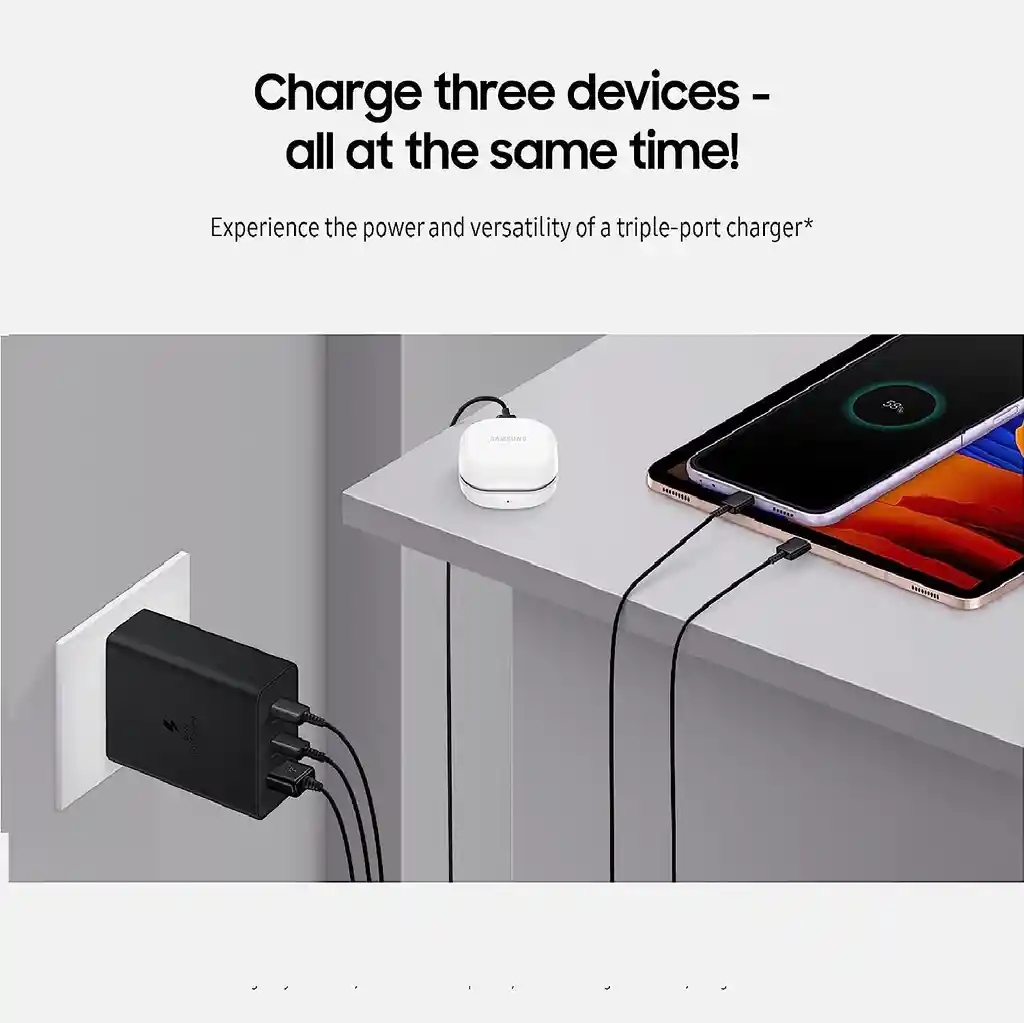 Cargador Ultra Rapido 65w Carga Rapida Trio Tipo C Y Usb