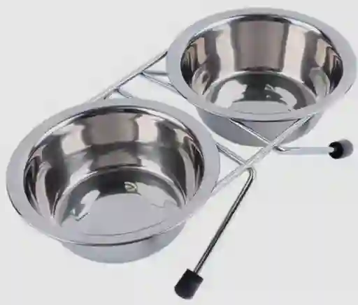 Platos Comedero Doble Con Base En Acero Inoxidable Grande