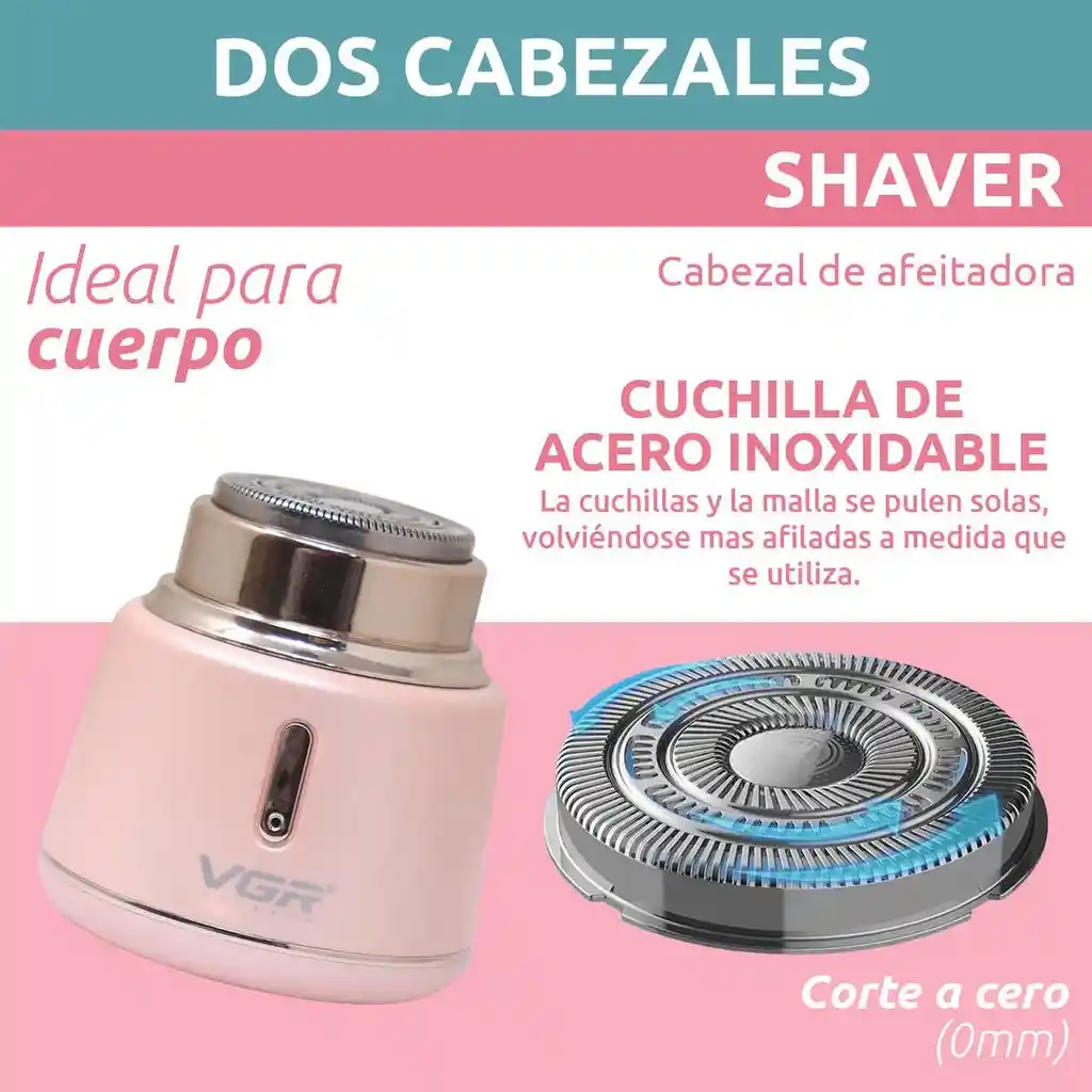 Afeitadora Eléctrica Mujer Shaver Vgr V-737 Usb Led Ipx5