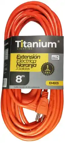 Extension Corriente 8 Mts Naranja Titanium