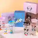 Vaso De Vidrio Con Tapa - Mickey Y Sus Amigos