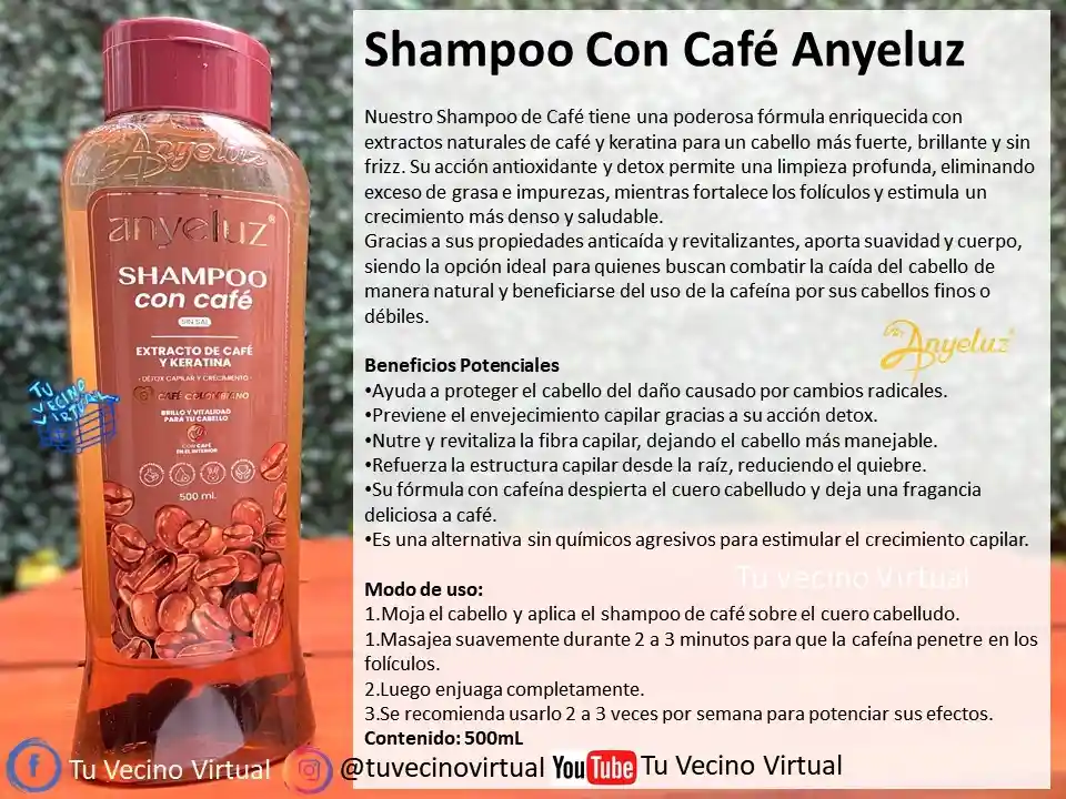 Acondicionador De Romero Y Shampoo Con Cafe Anyeluz