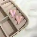 Aretes Topos Corazón Acrílicos Tornasolados Rosados