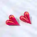 Aretes Topos Corazón Acrílicos Tornasolados Fucsia