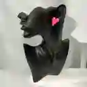 Aretes Topos Corazón Acrílicos Tornasolados Fucsia