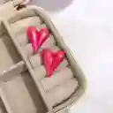 Aretes Topos Corazón Acrílicos Tornasolados Fucsia