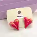 Aretes Topos Corazón Acrílicos Tornasolados Fucsia
