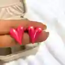 Aretes Topos Corazón Acrílicos Tornasolados Fucsia