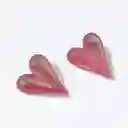 Aretes Topos Corazón Acrílicos Rosa Translúcidos