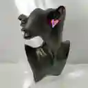 Aretes Topos Corazón Acrílicos Rosa Translúcidos