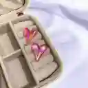 Aretes Topos Corazón Acrílicos Rosa Translúcidos