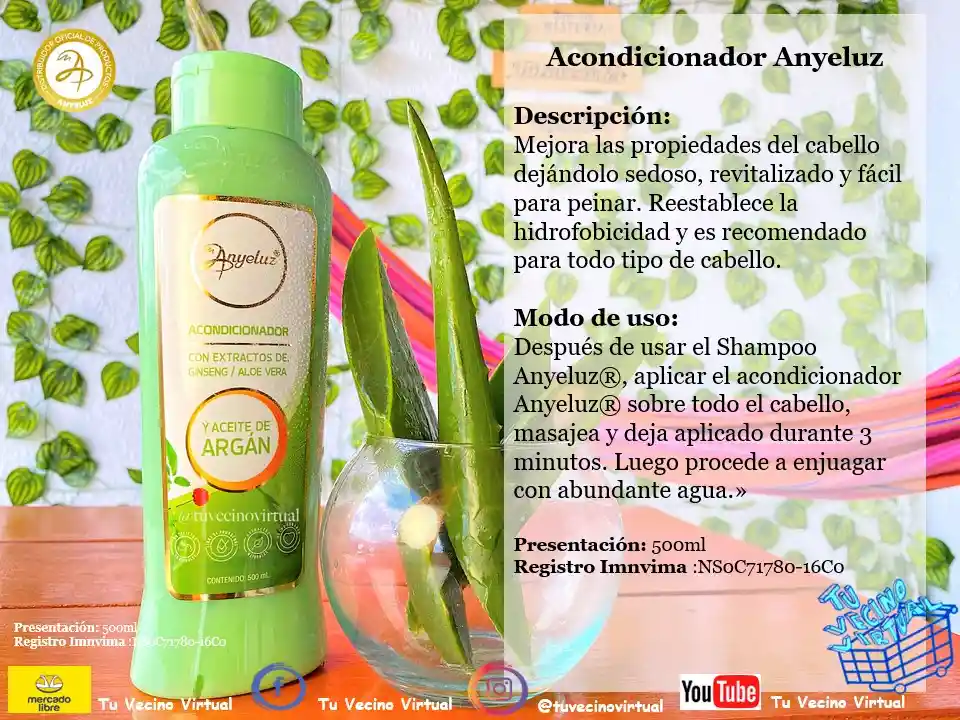 Acondicionador Aloe Vera Y Shampoo Con Cafe Anyeluz