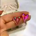 Aretes Topos Corazón Acrílicos Rosa Translúcidos