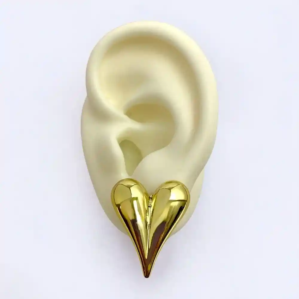 Aretes Corazón Topos Chunky Dorados Para Mujer