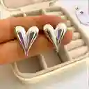 Aretes Corazón Topos Chunky Plateados Para Mujer