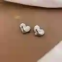 Aretes Corazón Chunky En Rodio Plateado