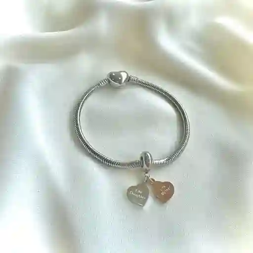 Charm Like Mother/daughter + Pulsera Plateado Talla 18 Cm