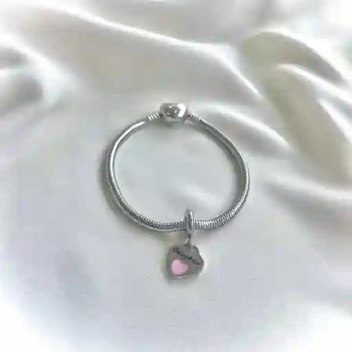 Charm Daughter (hija) + Pulsera Plateado Talla 18 Cm