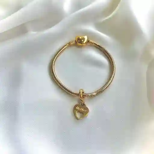 Charm Mother (mamá) + Pulsera Dorado Talla 18 Cm