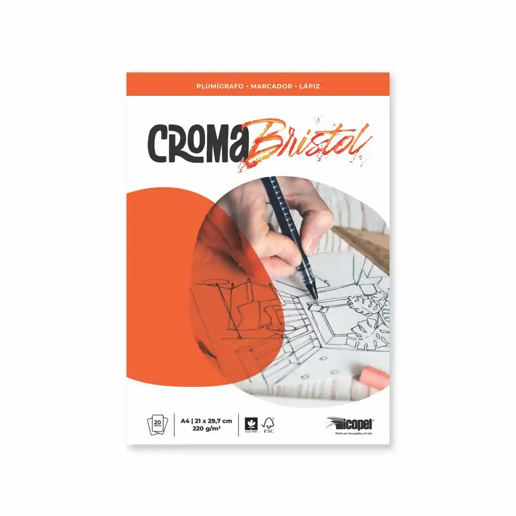 Set Croma Bristol + Plumigrafo Stabilo X 10 Und