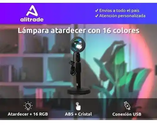 Lámpara Luz Led Proyectora Atardecer Decorativa Profesional Color De La Estructura Negro