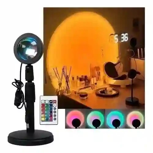 Lámpara Luz Led Proyectora Atardecer Decorativa Profesional Color De La Estructura Negro