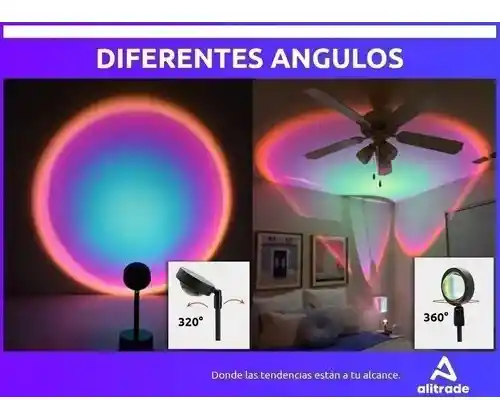 Lámpara Luz Led Proyectora Atardecer Decorativa Profesional Color De La Estructura Negro