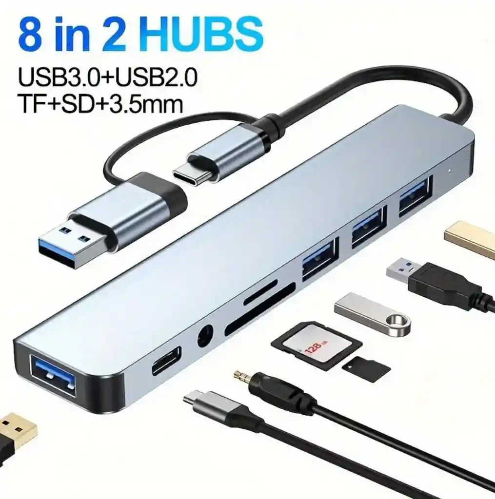 Adaptador Multipuerto Usb O Tipo C Con 8 Puertos