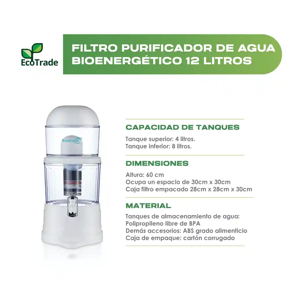 Filtro Purificador De Agua 12 Litros Ecotrade Filters