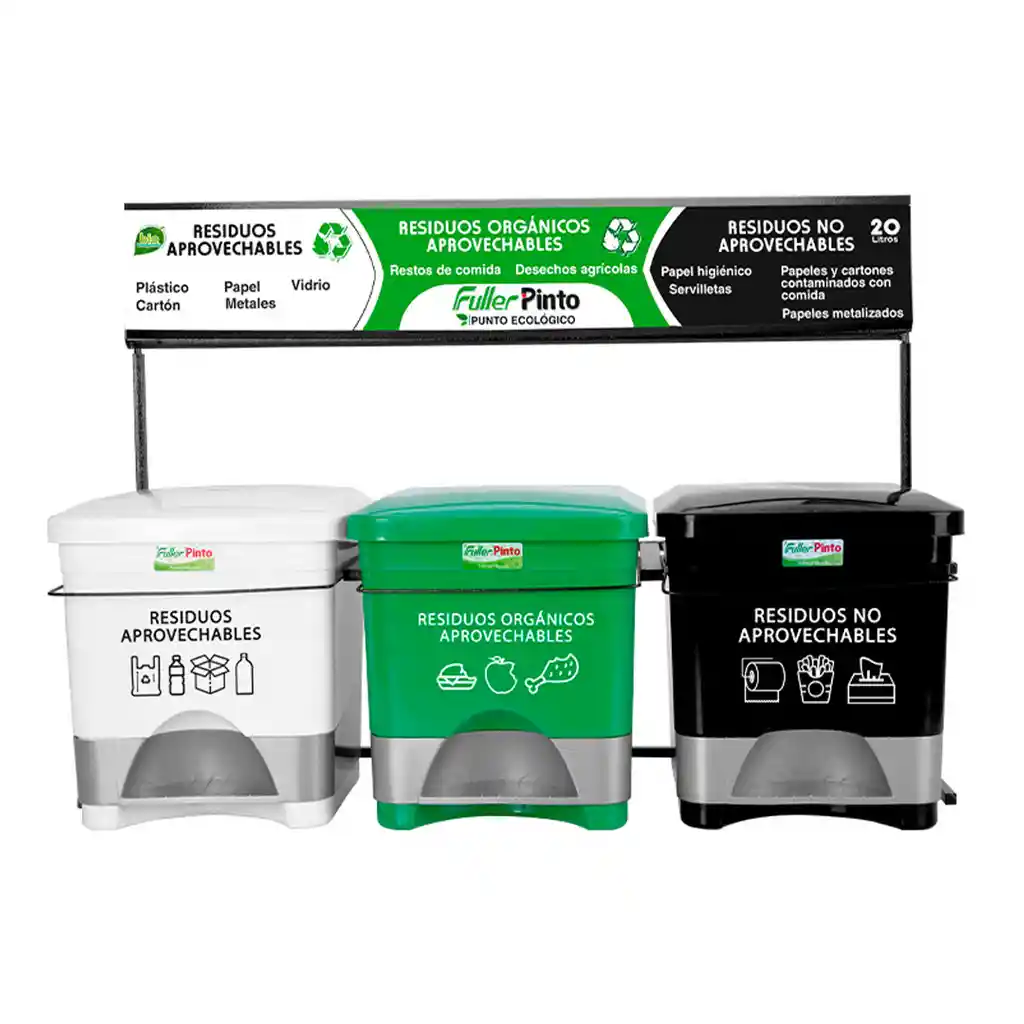 Punto Ecologico 20 Lt Blanco-verde-negro
