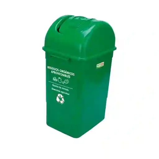 Papelera Cuad.35lt Verde Res/orga/aprove
