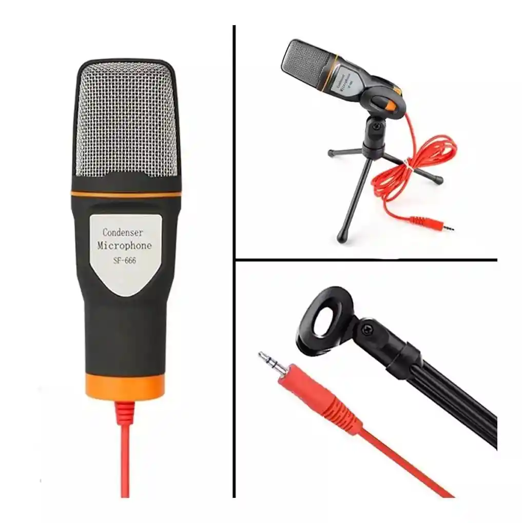 Micrófono Condensador Camara Pc Computador Celular + Trípode