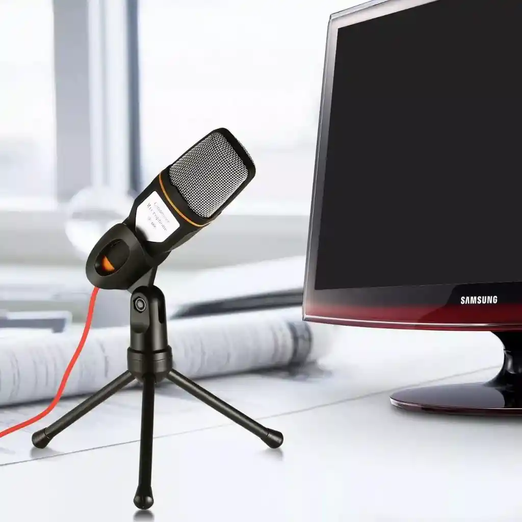 Micrófono Condensador Camara Pc Computador Celular + Trípode