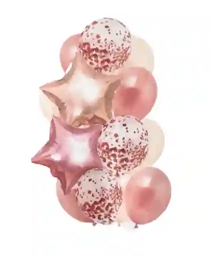 Bouquet Globo Metalizado 13 Piezas Oro Rosa