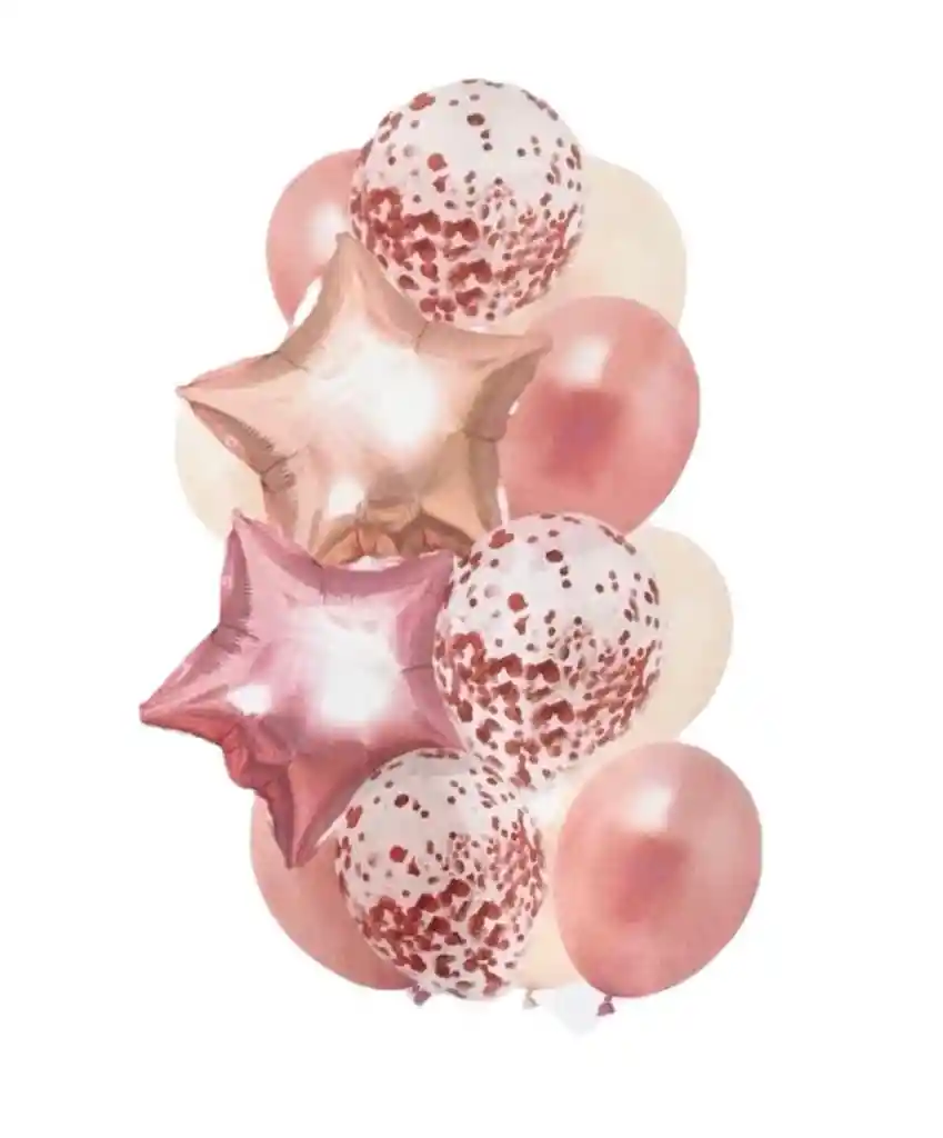 Bouquet Globo Metalizado 13 Piezas Oro Rosa