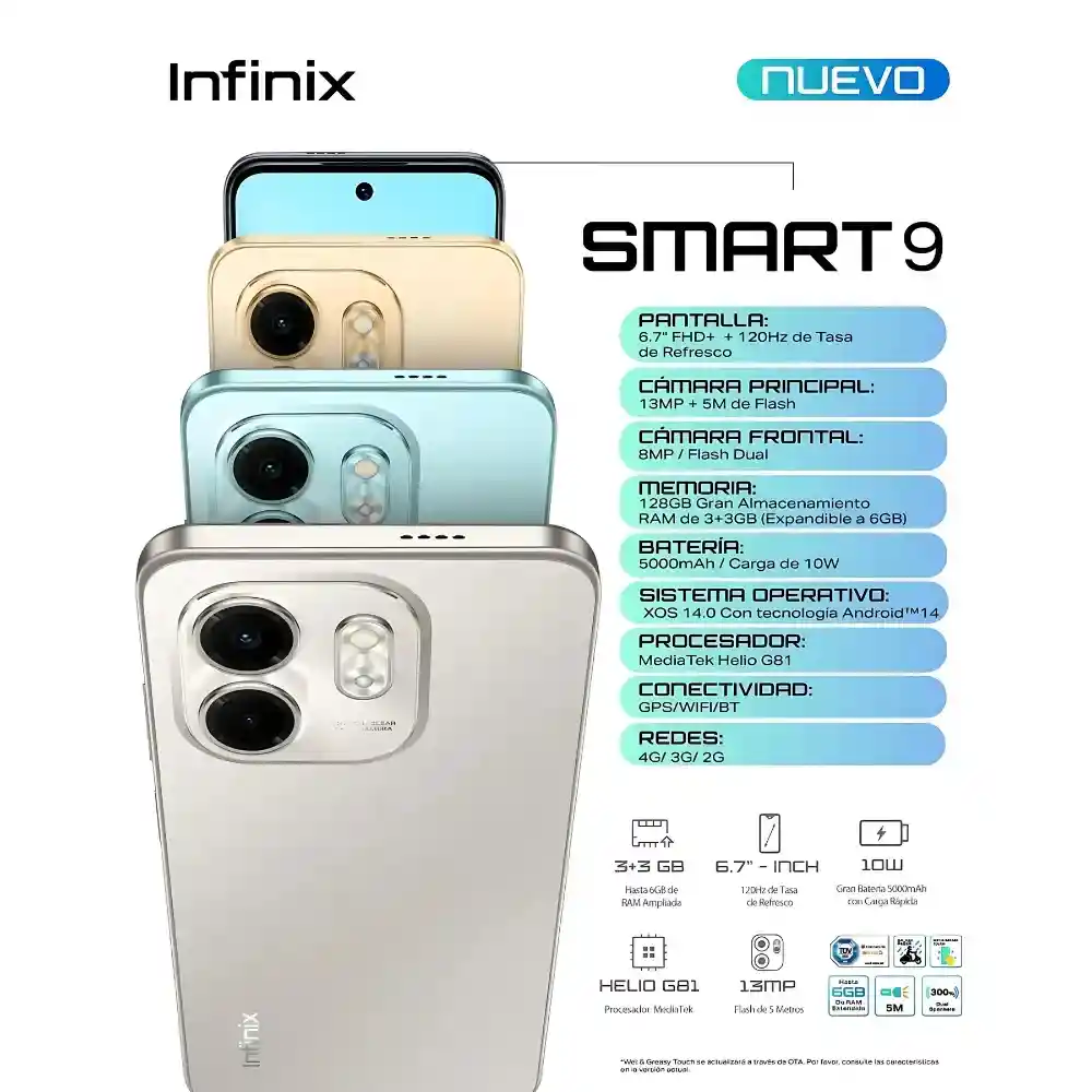 Celular Infinix Smart 9 128gb 6gb Ram + Obsequio Smartwatch Mobulaa